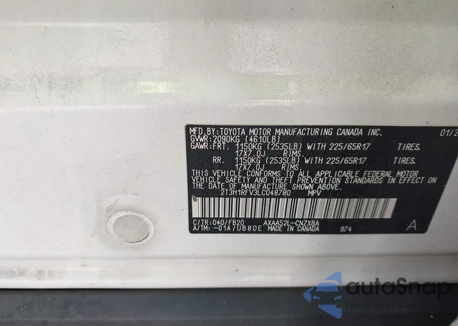 2T3H1RFV3LC048780: 43614152