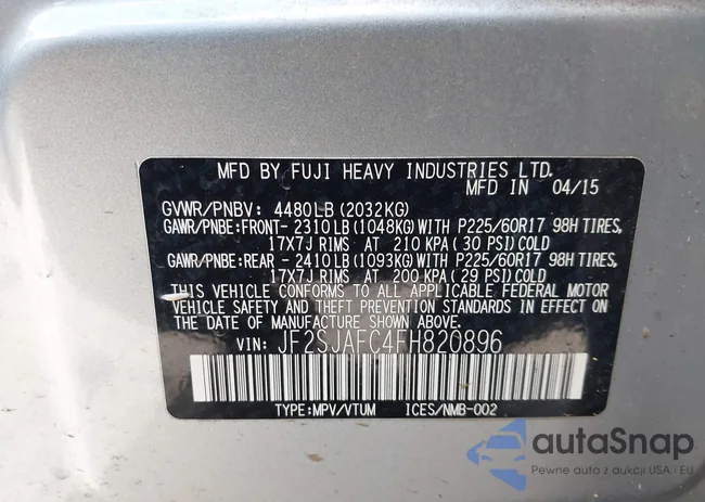 JF2SJAFC4FH820896: 43614161