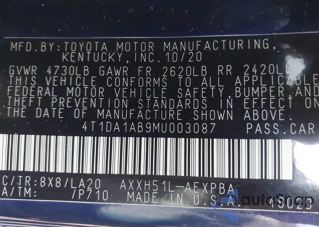 4T1DA1AB9MU003087: 43614238