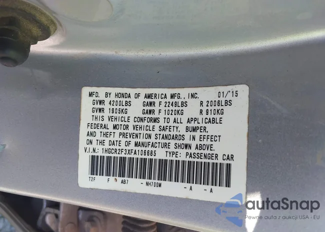 1HGCR2F3XFA106685: 43614257