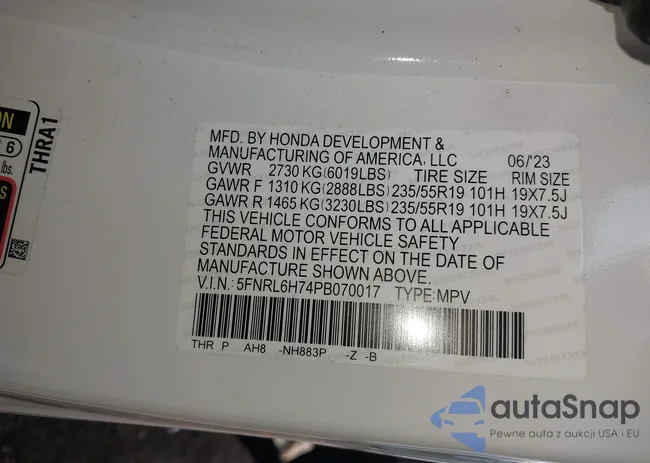 5FNRL6H74PB070017: 43615446