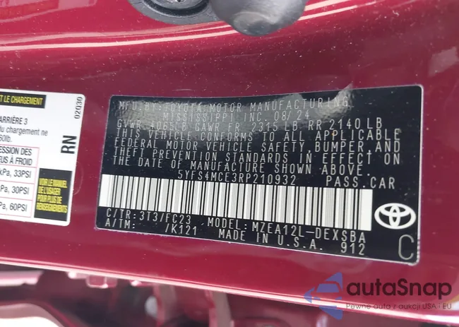 5YFS4MCE3RP210932: 43615450