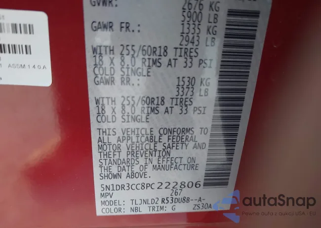 5N1DR3CC8PC222806: 43615509