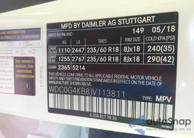 WDC0G4KB8JV113811: 43615536