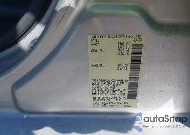 1N4BL4DVXLC249539: 43615624