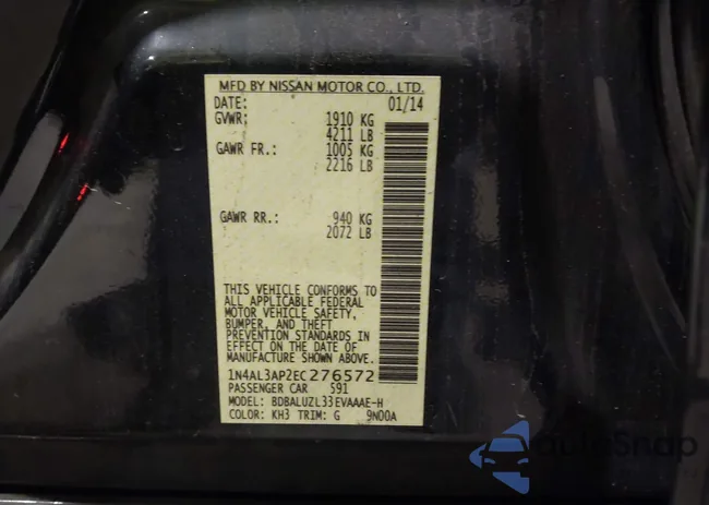 1N4AL3AP2EC276572: 43615660