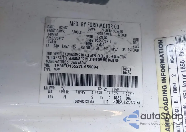 1FMFU15527LA59094: 43615702