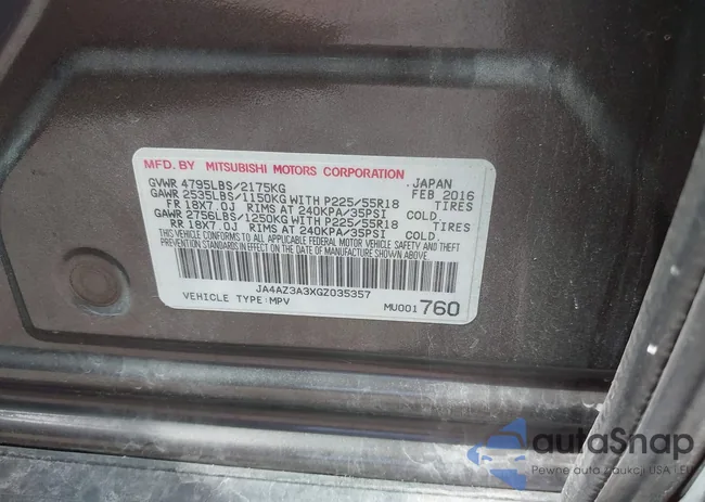 JA4AZ3A3XGZ035357: 43615723