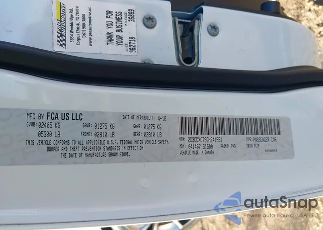 2C3CDXCT9GH241551: 43615875