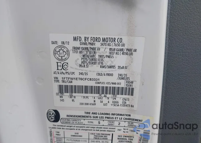 1FTFW1ET6CFC83331: 43615877