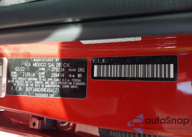 3KPF24AD6NE464177: 43614911