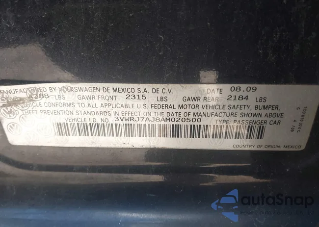 3VWRJ7AJ8AM020500: 43615157