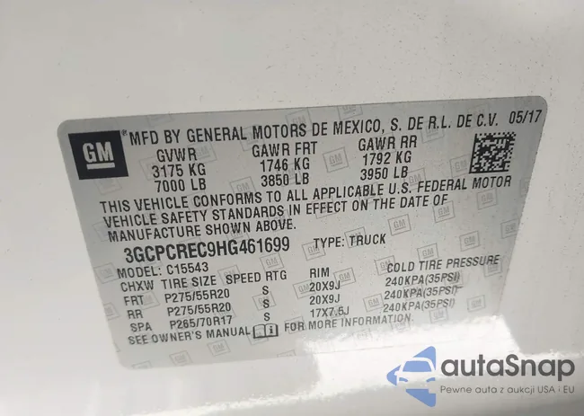 3GCPCREC9HG461699: 43616392