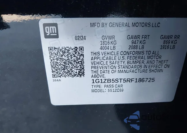 1G1ZB5ST5RF186725: 43616484