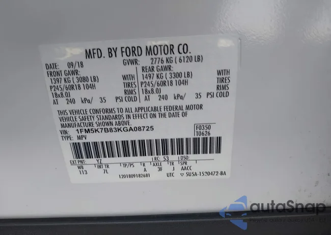 1FM5K7B83KGA08725: 43616489