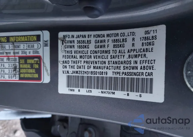 JHMZE2H31BS010819: 43616508