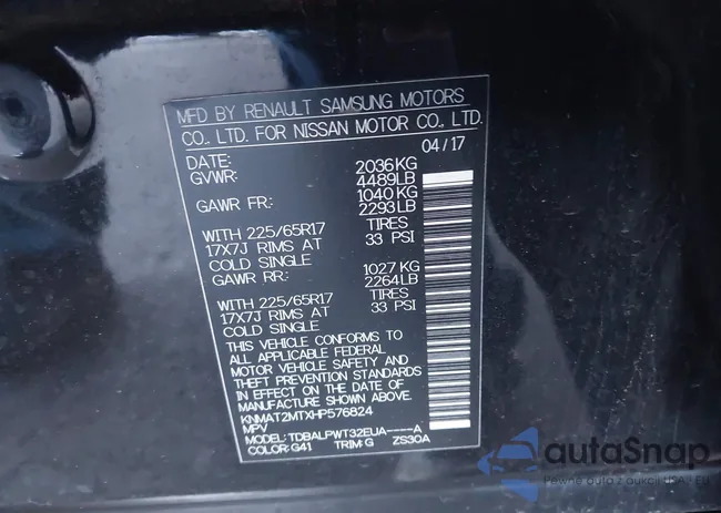 KNMAT2MTXHP576824: 43616517