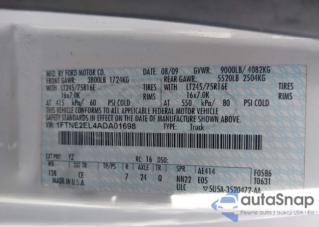 1FTNE2EL4ADA01698: 43616820