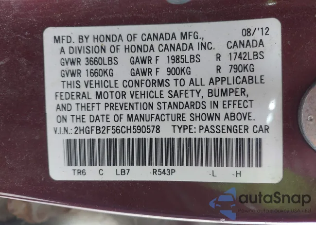 2HGFB2F56CH590578: 43616891