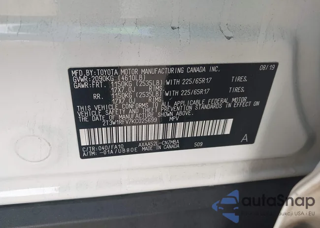 2T3W1RFV7KC025699: 43616008