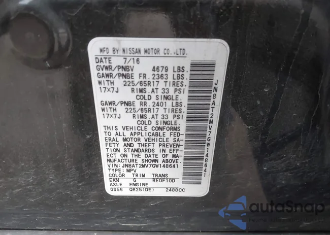 JN8AT2MV7GW148641: 43616111