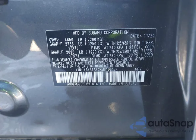 4S4BTAFCXM3136174: 43616114