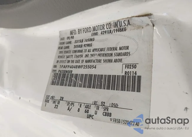 1FAFP4048WF255054: 43617493