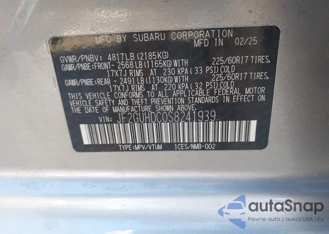 JF2GUHDC0S8241939: 43617627