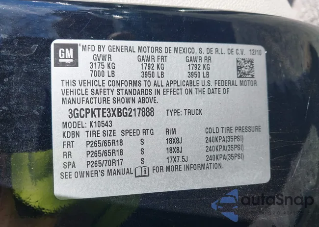 3GCPKTE3XBG217888: 43617787