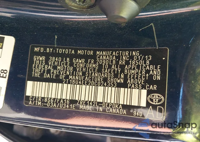 2T1BU4EE2DC024353: 43617795