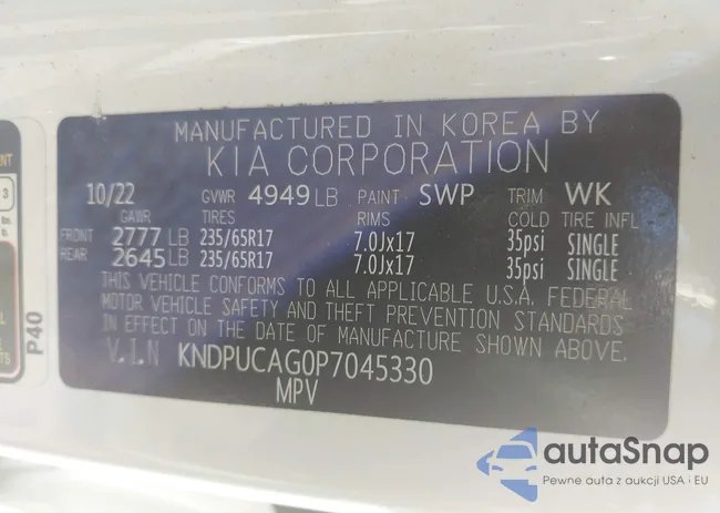 KNDPUCAG0P7045330: 43617811