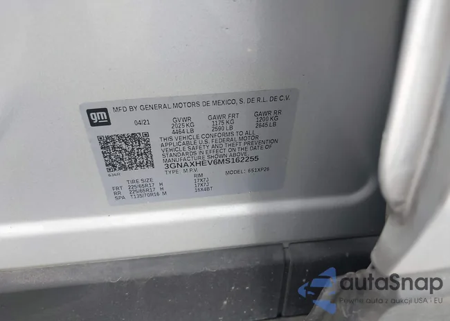 3GNAXHEV6MS162255: 43616915