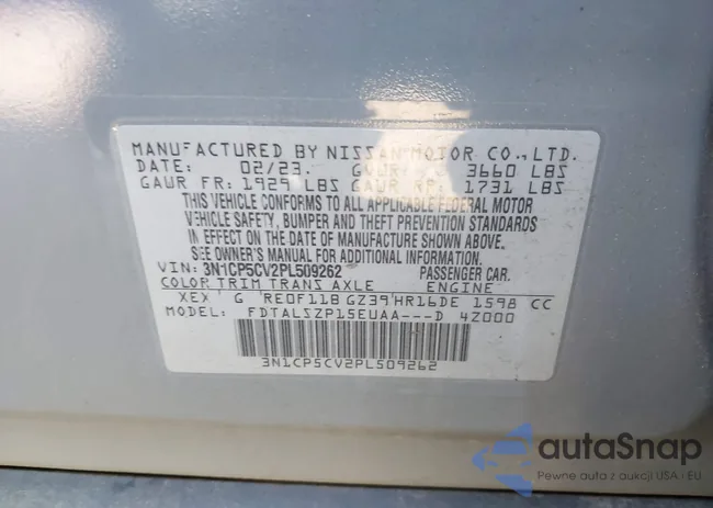 3N1CP5CV2PL509262: 43616933