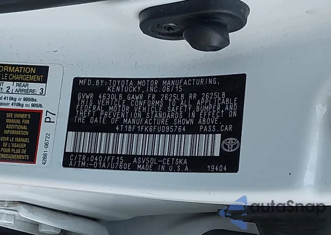 4T1BF1FK6FU095764: 43616950