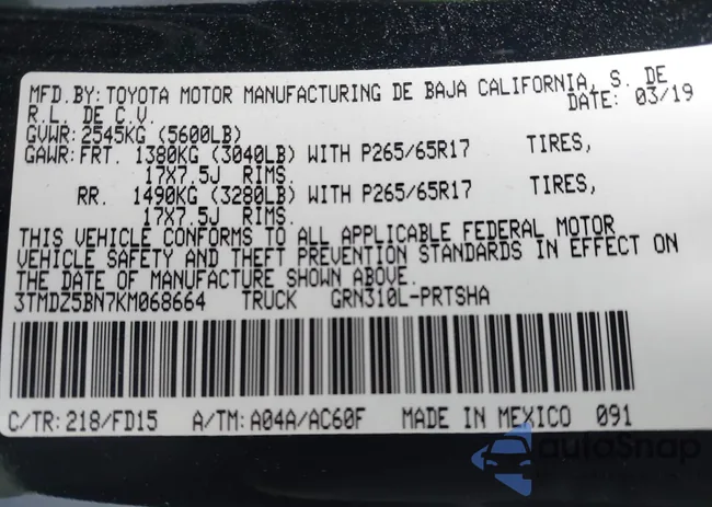 3TMDZ5BN7KM068664: 43617016