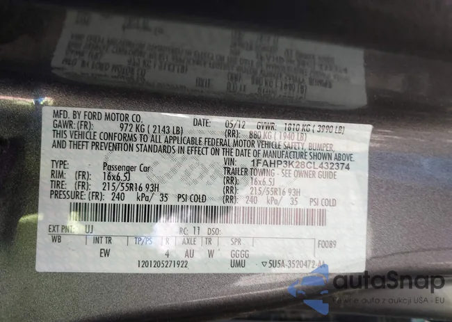 1FAHP3K28CL432374: 43617232