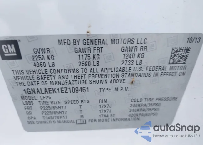 1GNALAEK1EZ109461: 43618296