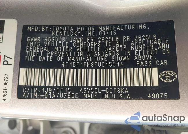 4T1BF1FK8FU045514: 43618392