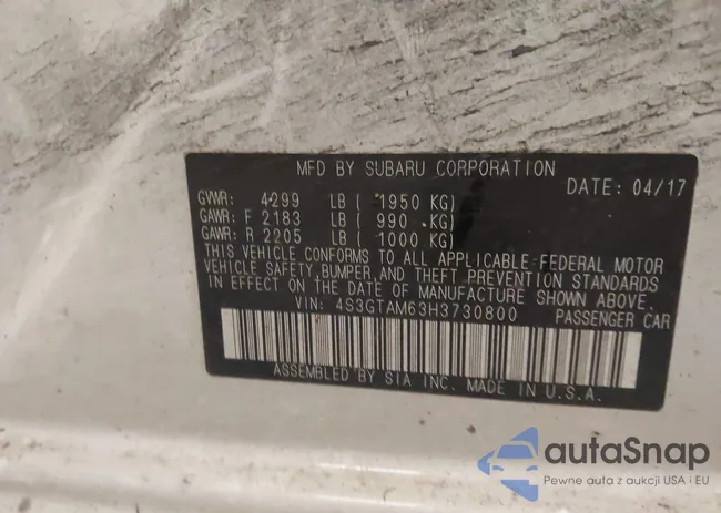 4S3GTAM63H3730800: 43618399