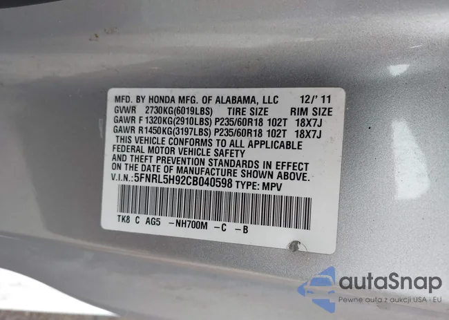 5FNRL5H92CB040598: 43618537