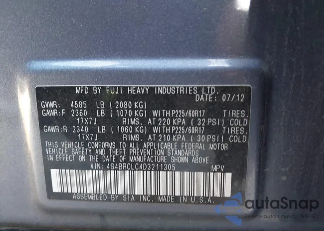 4S4BRCLC4D3211305: 43618559