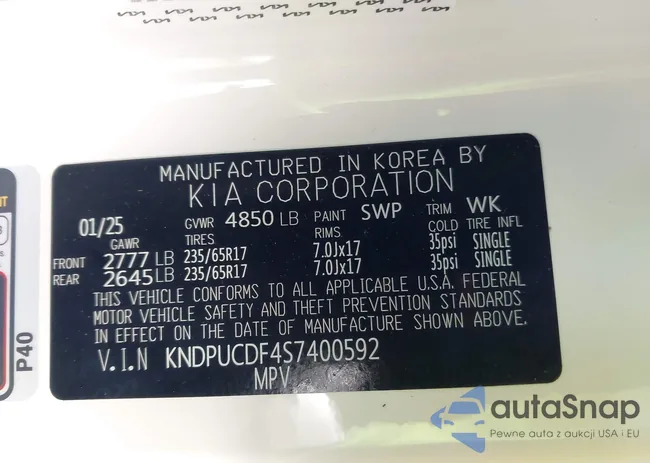 KNDPUCDF4S7400592: 43618581