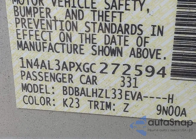 1N4AL3APXGC272594: 43618583