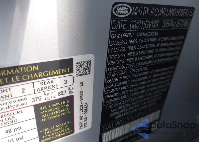 SALWS2RU4NA204431: 43618703