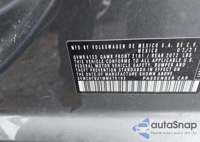 3VWC57BU1MM070193: 43618735