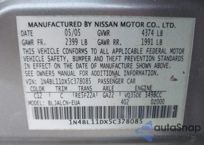 1N4BL11DX5C378085: 43618816