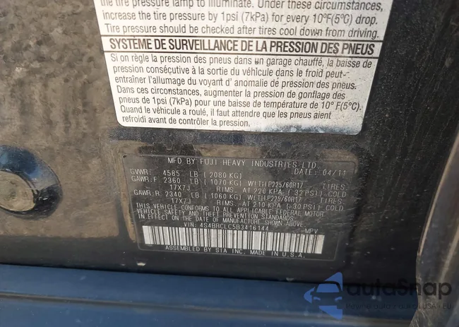 4S4BRCLC5B3416144: 43618870