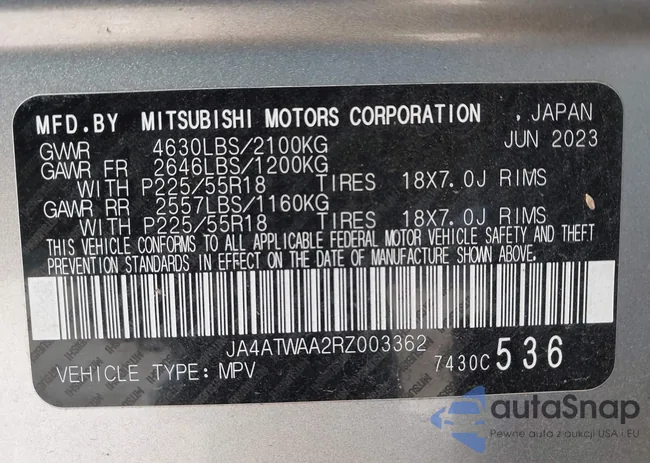 JA4ATWAA2RZ003362: 43618875