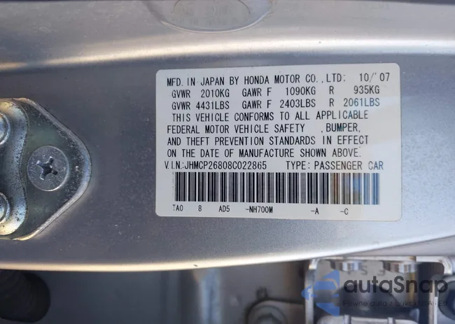 JHMCP26808C022865: 43618212