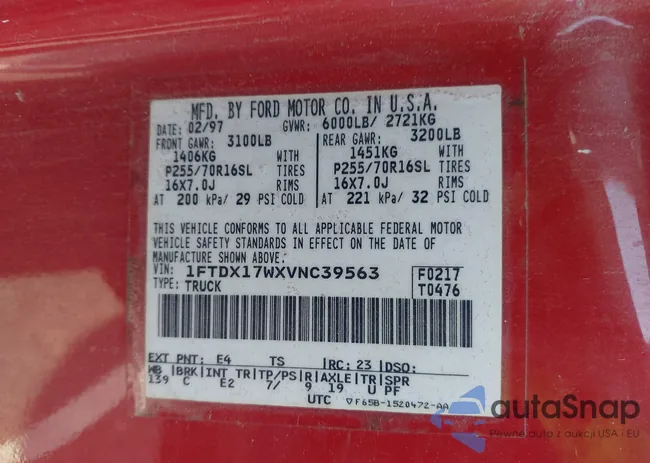 1FTDX17WXVNC39563: 43618215